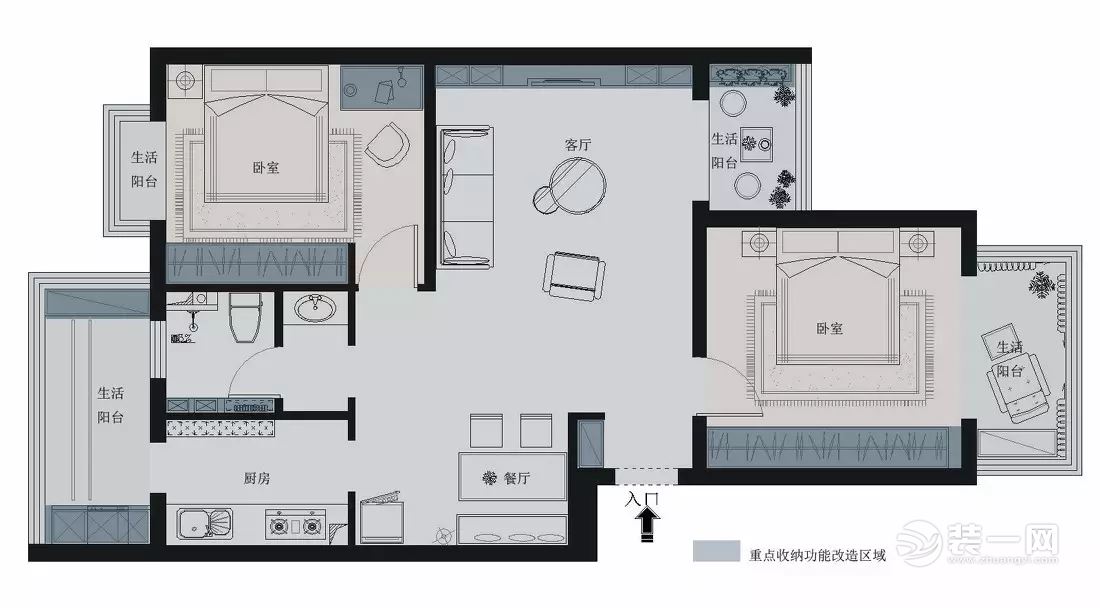 89平现代风格小户型改造装修案例